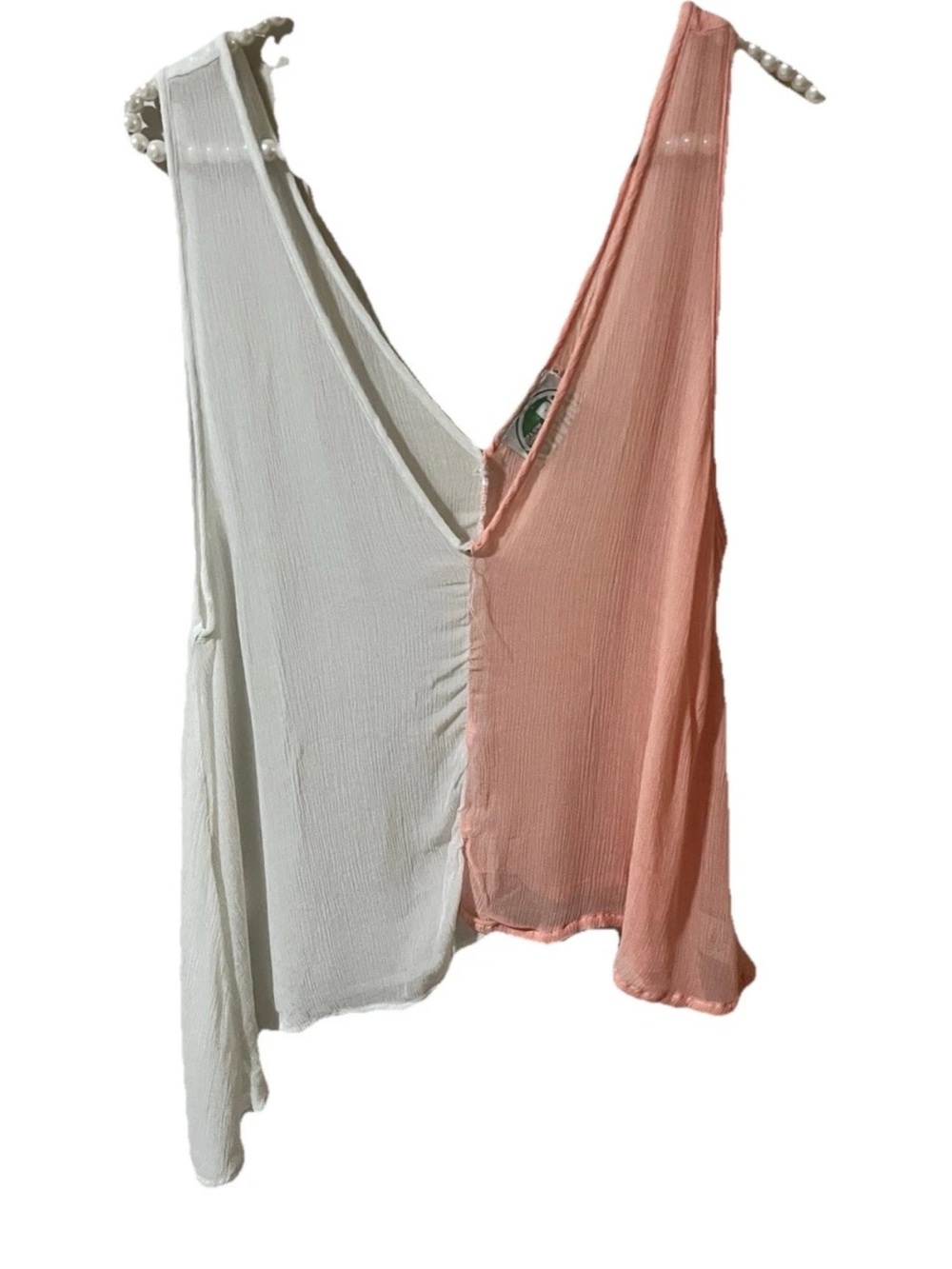 La Causa Color block Sheer Sleeveless Top Size S Vintage